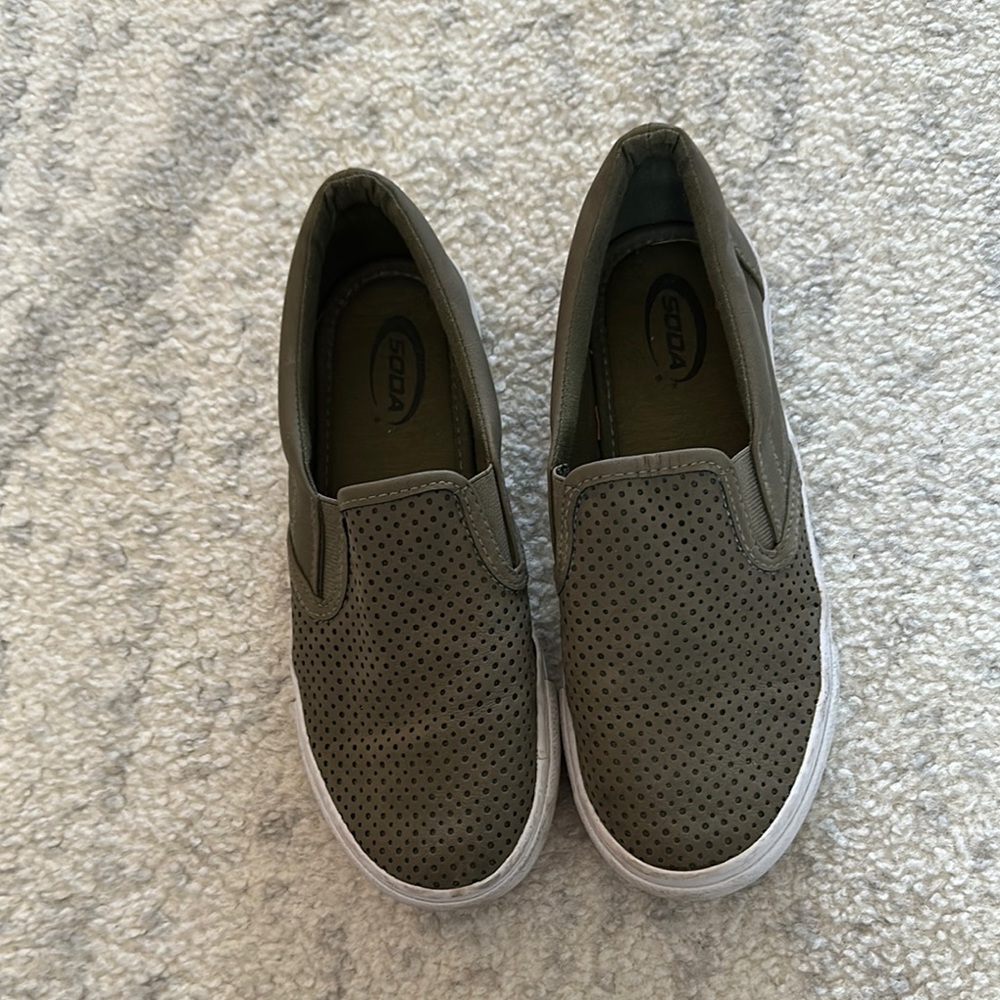 Soda Olive Green Slip-On Shoes